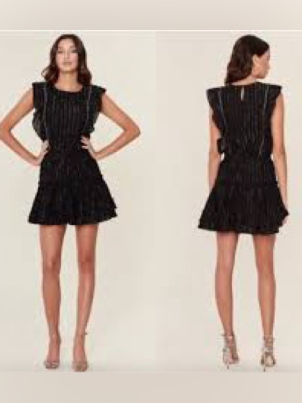 MISA Los Angeles Cielle metallic stripe mini dress size M